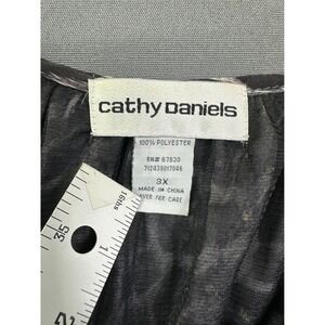 Cathy Daniels Women's 3X Leopard Print Sequin Smocked Hem Blouse Grey Black Top